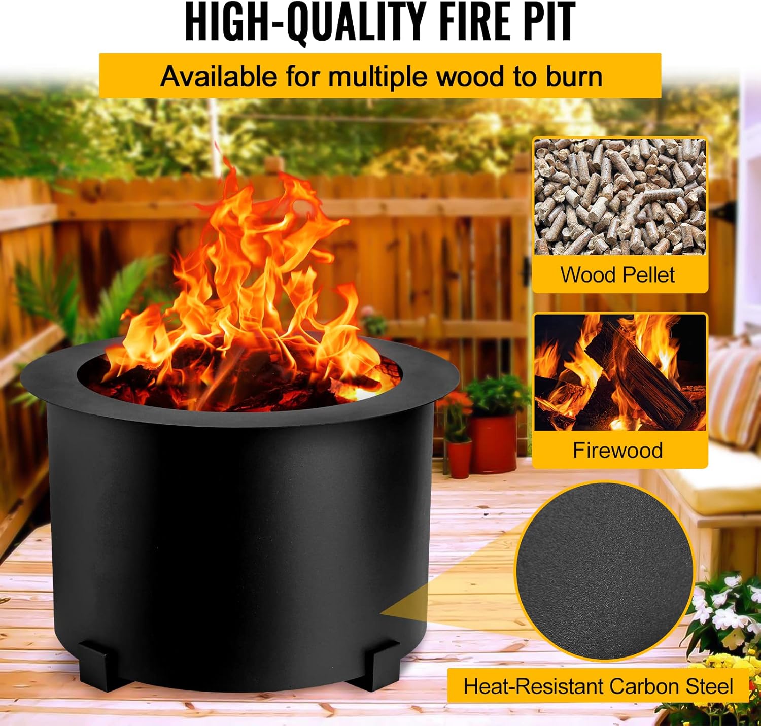 Smokeless Fire Pits Large Wood Burning Fire Pit Carbon Steel Stove Bonfire Fire Pit Portable Outdoor Fire Bowl for Picnic Camping Backyard (21.5 /'')