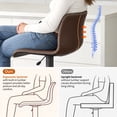 thumbnail image 6 of FIRAVOE Bar Stools Set of 3, Swivel Counter Height Bar Stools with Back, Ergonomic Adjustable Barstools Counter Stools Leather Bar Chairs for Kitchen Island, Brown, 6 of 12