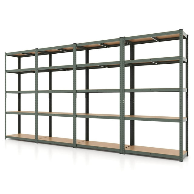 Costway 4 PCS 5 Tier Adjustable Garage Shelving Unit with 2000 lbs Max Load for Warehouse Grey
