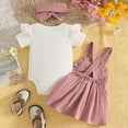 thumbnail image 4 of enyan Newborn Baby Girl Clothes Ruffle Short Sleeve Romper Floral Dress Bodysuit Infant Girls Summer Outfits with Headband(Pink,0-3 Months), 4 of 5