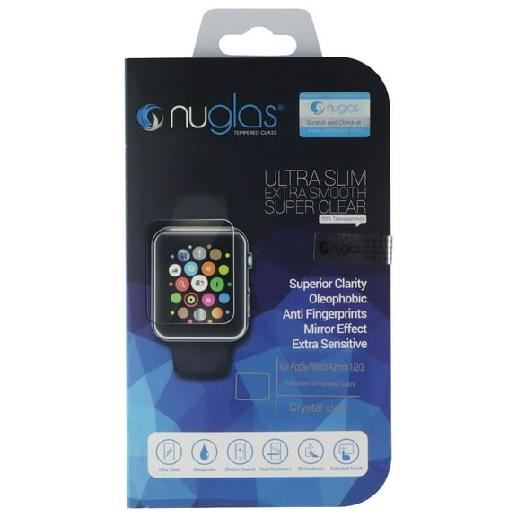 Nuglas Ultra Slim Premium Tempered Glass for Apple Watch 42MM 1/2/3 - Clear