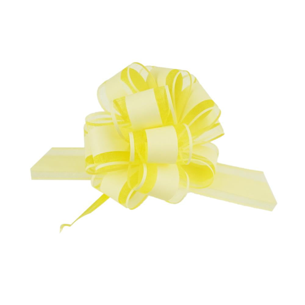 Snow Pull Bow Ribbon, Yellow, 14 Loops, 2Inch, 2Count