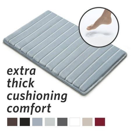 Microdry Luxury Charcoal Infused Memory Foam Bath Mat With Griptex Skid-Resistant Base, 21 X 34,