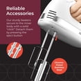 thumbnail image 3 of Mueller Electric Hand Mixer, 5 Speed with Snap-On Case, 250 W, Turbo Speed, 4 Stainless Steel Accessories, Beaters, Dough Hooks, Baking Supplies for Whipping, Mixing, Cookies, Bread, Cakes, White, 3 of 9