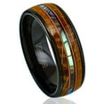 thumbnail image 5 of Tungsten Rings for Men Wedding Bands for Him Womens Wedding Bands for Her 8mm Whiskey Barrel Wood Abalone Dual Guitar String Ring, 5 of 11