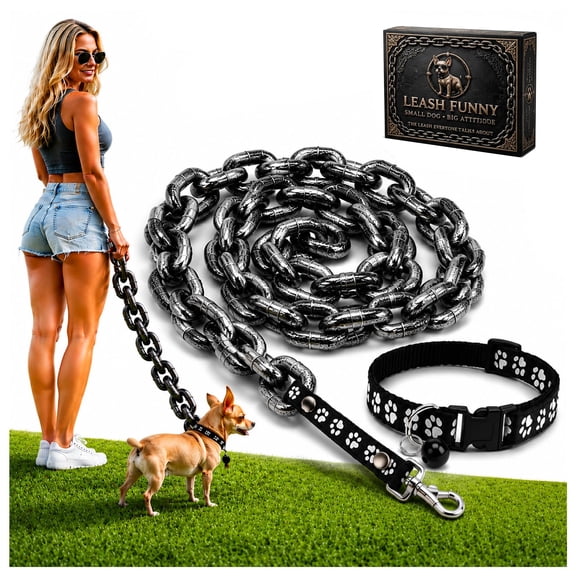 Fake Chain Dog Leash, Giant Chain Leash for Small Dog Lightweight Big Chain Leash, Plastic Imitating Iron Chains Looks Strong and Heavy for Small Dog/Cat Photo Props