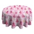 thumbnail image 4 of Pink Christmas Tree Pattern Round Tablecloth 60"x60",Wrinkle Wipeable Table Cloth for Kitchen Dining Room Picnic Patio Party, 4 of 6
