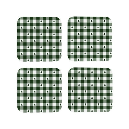 

Drink Coasters Set of 4 Green White Christmas Tree Leather Coasters for Coffee Table Protector Heat Resistant Cute Coasters for Home Decor Housewarming Gifts Bar Kitchen 4 Inch Square