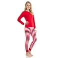 thumbnail image 2 of Elowel Matching Family Christmas Pajamas - Red Top & Striped Pants 2-Piece Set, 2 of 3