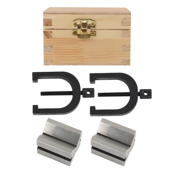 findmall 1-5/8" ×1-1/4" ×1-1/4" V-Block & Clamp Set 90 Degree Angle Hardened Steel New