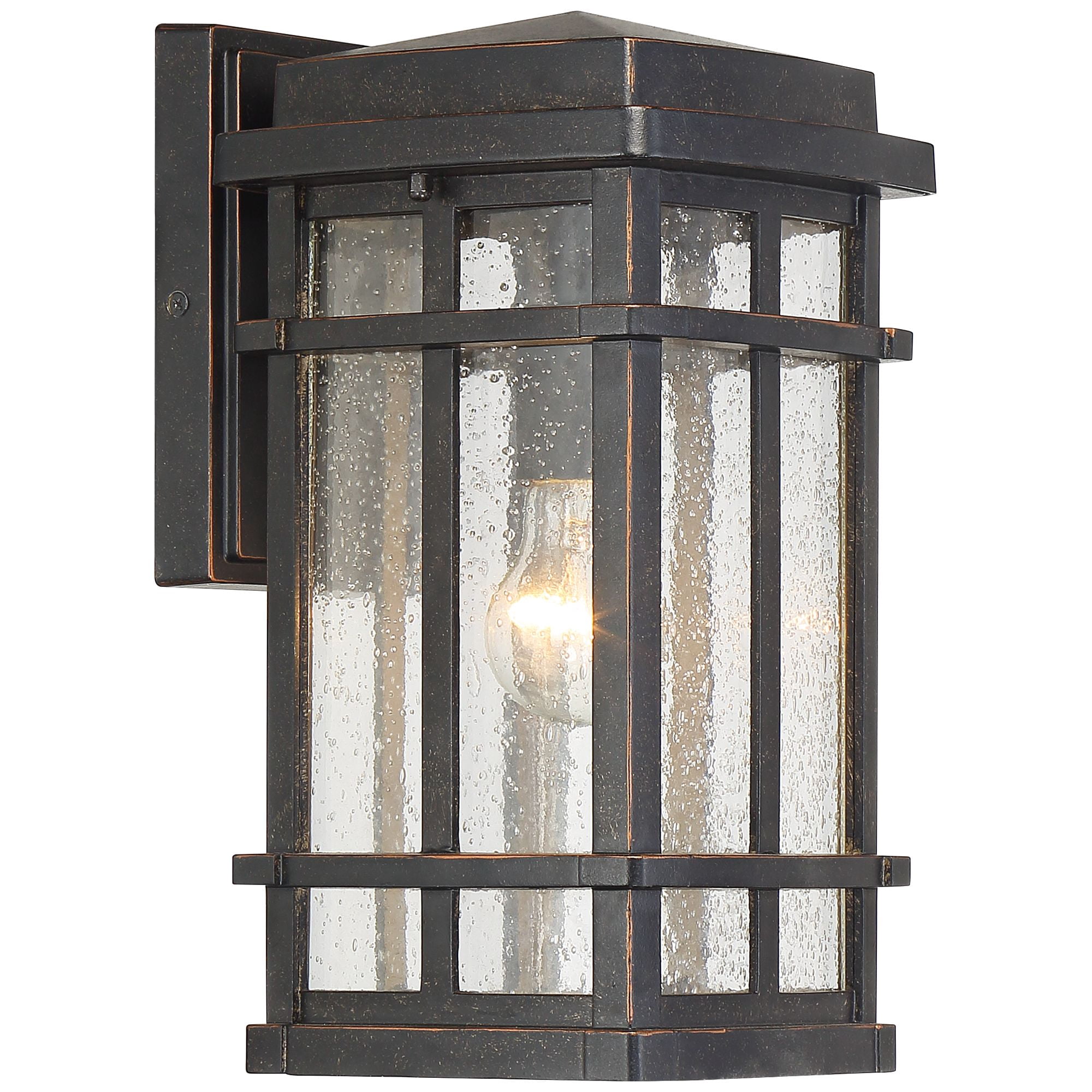 John Timberland Mission Outdoor Wall Light Fixture Oil Rubbed Bronze 12 1/2" Clear Seedy Glass for Exterior House Porch Patio Deck