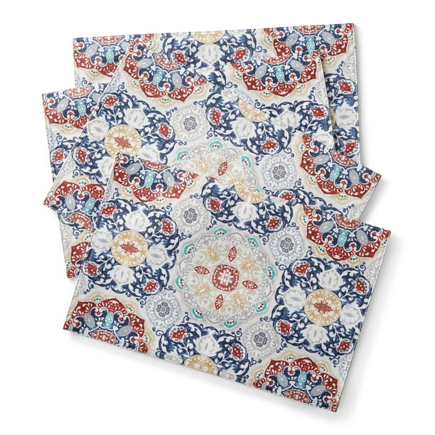 Mainstays Painted Tile Heat Transfer Engineered Placemats, Set of 4