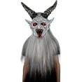 thumbnail image 2 of Máscara De Krampus By Ghoulish Productions, Máscara De Demonio Con Cuernos, Pelo Largo Y Lengua, 2 of 8