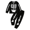 thumbnail image 4 of Halloween Pajamsa Sets Skeleton Print Home Wear Outfits Set 2pcs Long Sleeve Top Matching Pants Cozy Fall Winter Sleepwear, 4 of 8