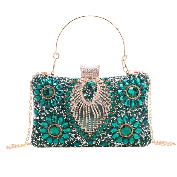 GASTROPOD Evening Bag Clutch Purses for Women Ladies Sparkling Party Handbag Wedding Cocktail Prom Bag V-Neck Shape, Green