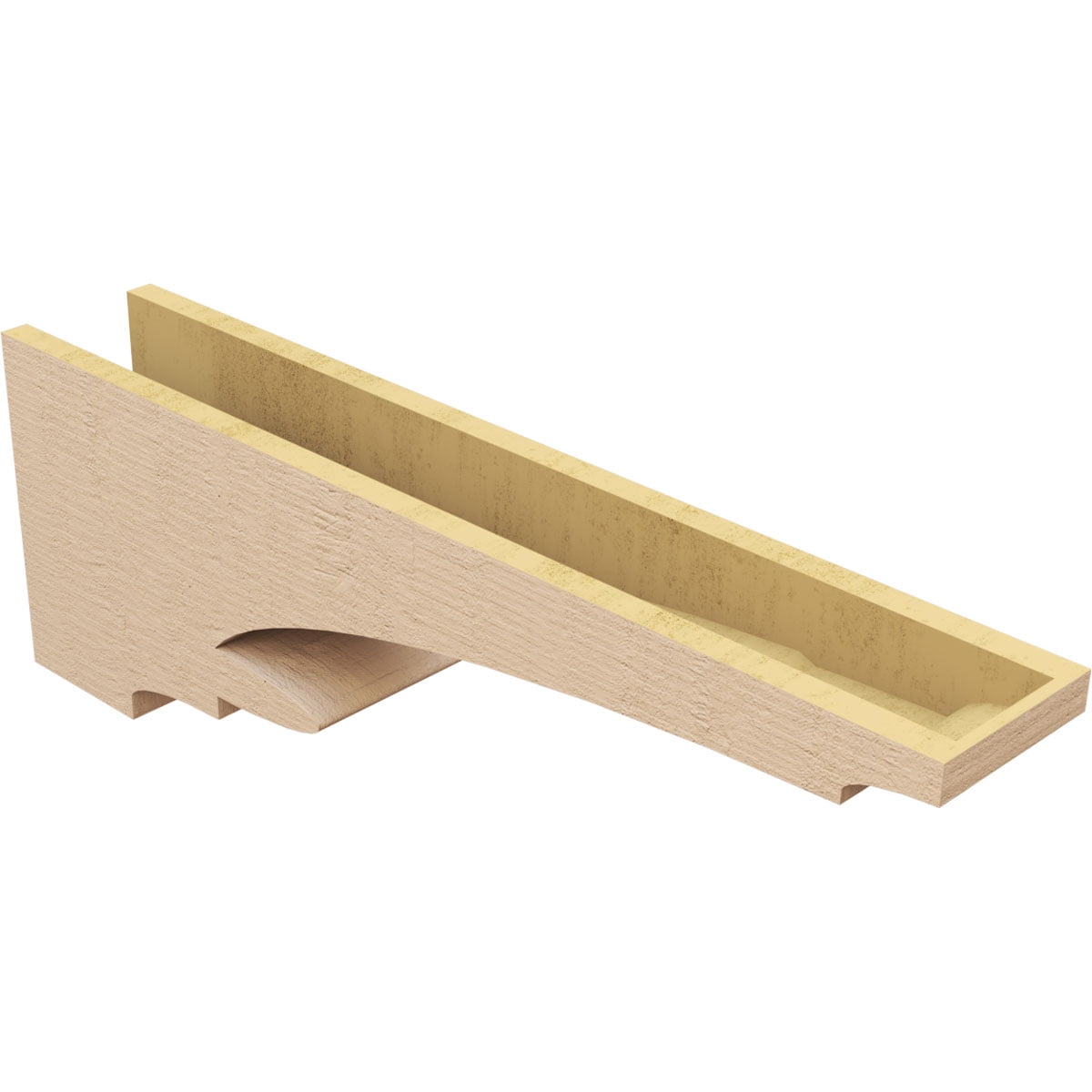 6"W x 36"D x 12"H Thin Diane Rough Cedar Woodgrain TimberThane Corbel, Primed Tan
