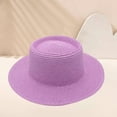 thumbnail image 2 of Women Straw Bucket Hats Summer Wide Brim Beach Hats Breathable Uv Protection Vacation Travel Hat Packable Adjustable Cap for Beach Travel Wide Brim Simple Sun Hat for Women,Light Violet, 2 of 8