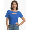 thumbnail image 5 of Womens Summer Short Sleeve T Shirts Slim Fit One Piece Cutout Scoop Neck Going Out Date Night Tops, 5 of 6