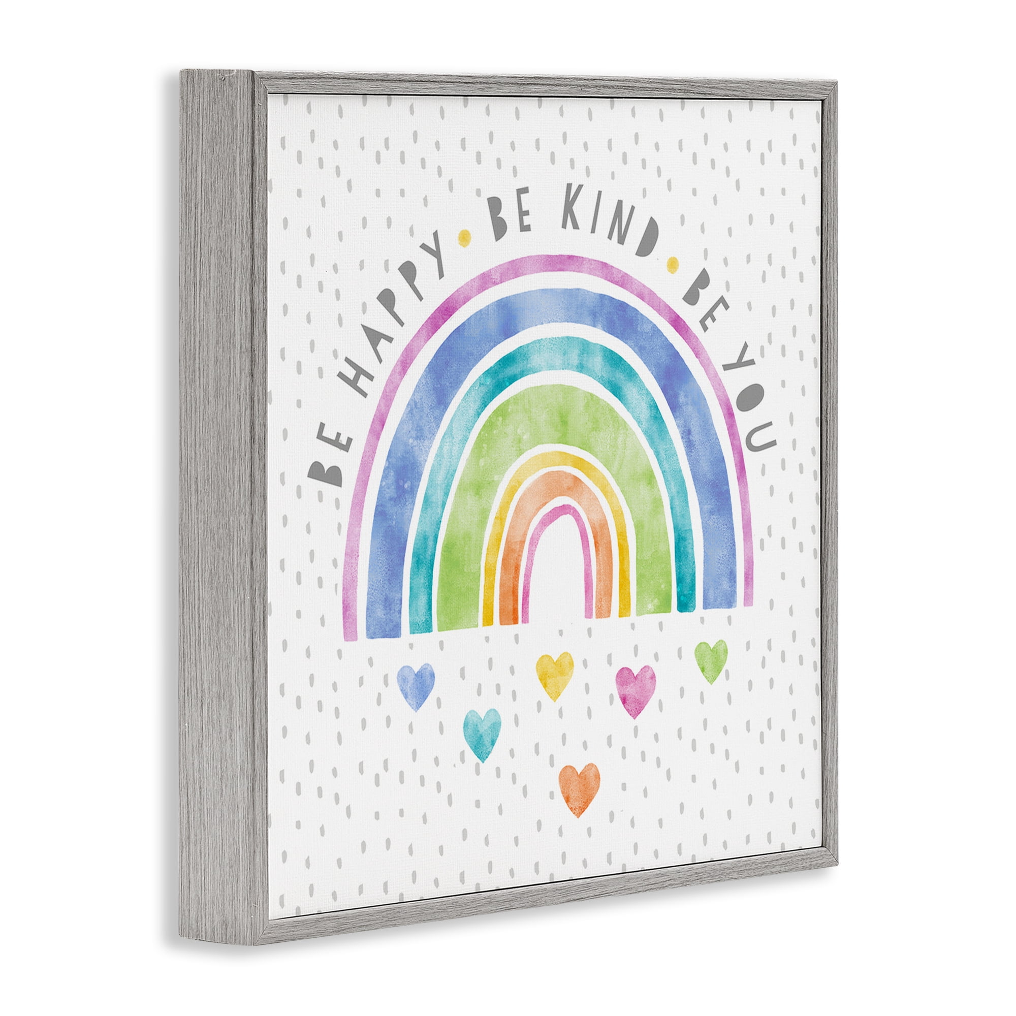 Stupell Industries Be You Hearts & Rainbow Gray Framed Giclee Art, design by Suzanne Nicoll