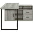 thumbnail image 3 of Pemberly Row Farmhouse Wood L-Shape Office Desk with Storage in Gray, 3 of 8