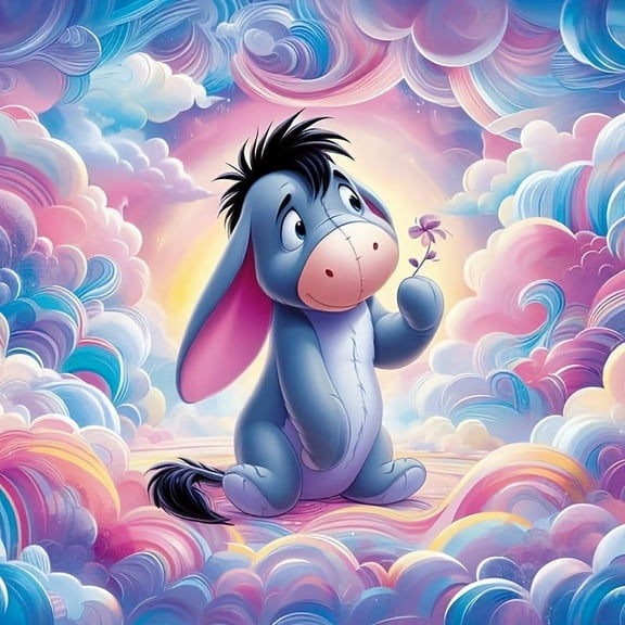 Winnie the Pooh Diamond Art Kit - Dreamy Clouds & Honey Tree Scene - Complete 5D Round Diamond Painting Set - Wall Decor for Children's Room