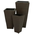 thumbnail image 2 of Sunnydaze Assorted Square Outdoor Brown Rattan Planter with Liner 3-Count, 2 of 14