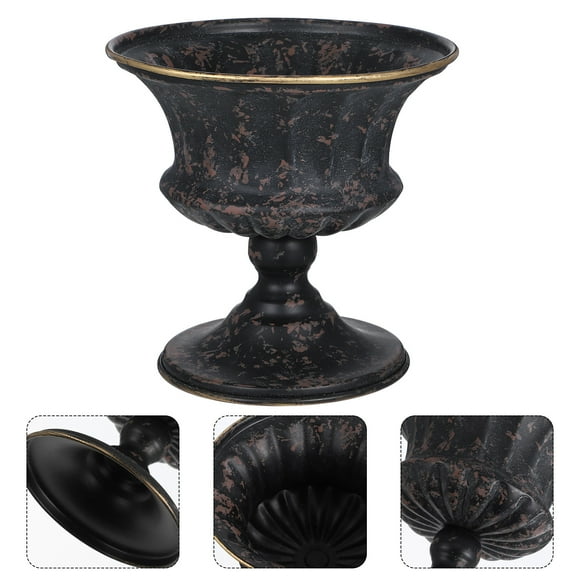Urn Planter Metal Urn Flower Pot Farmhouse Bucket Urn Flower Pots Tall Planter For Indoor Outdoor Plants Garden Pillar Flowerpot Plant Desktop Ornament