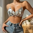 thumbnail image 2 of Kilaqueen Sparkly Sequin Bras for Women Spaghetti Strap Halter V Neck Bikini Tops Fashion Sexy Club Party Festival Outfits, 2 of 9
