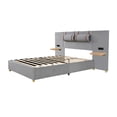 thumbnail image 6 of Harper & Bright Designs Queen Size Velvet Upholstered Bed with Large Headboard and 2 Shelves, Wooden Platform Bed Frame with 2 Outlets and USB Charging Ports on Both Sides, 2 Headboard Pillows, 6 of 12