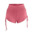 thumbnail image 5 of Women Athletic Shorts Women High Waist Hip Stretch Fitness Wrinkled Drawstring Biker Shorts Yoga Pants Shorts Ladies Shorts Pinky XXL, 5 of 6