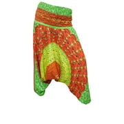 Mogul Women's Alibaba Harem Pant Green Mandala Print Romper Trousers