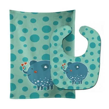 

Carolines Treasures BB6733STBU Blue Elephant Baby Bib and Burp Cloth 11 x 18 multicolor