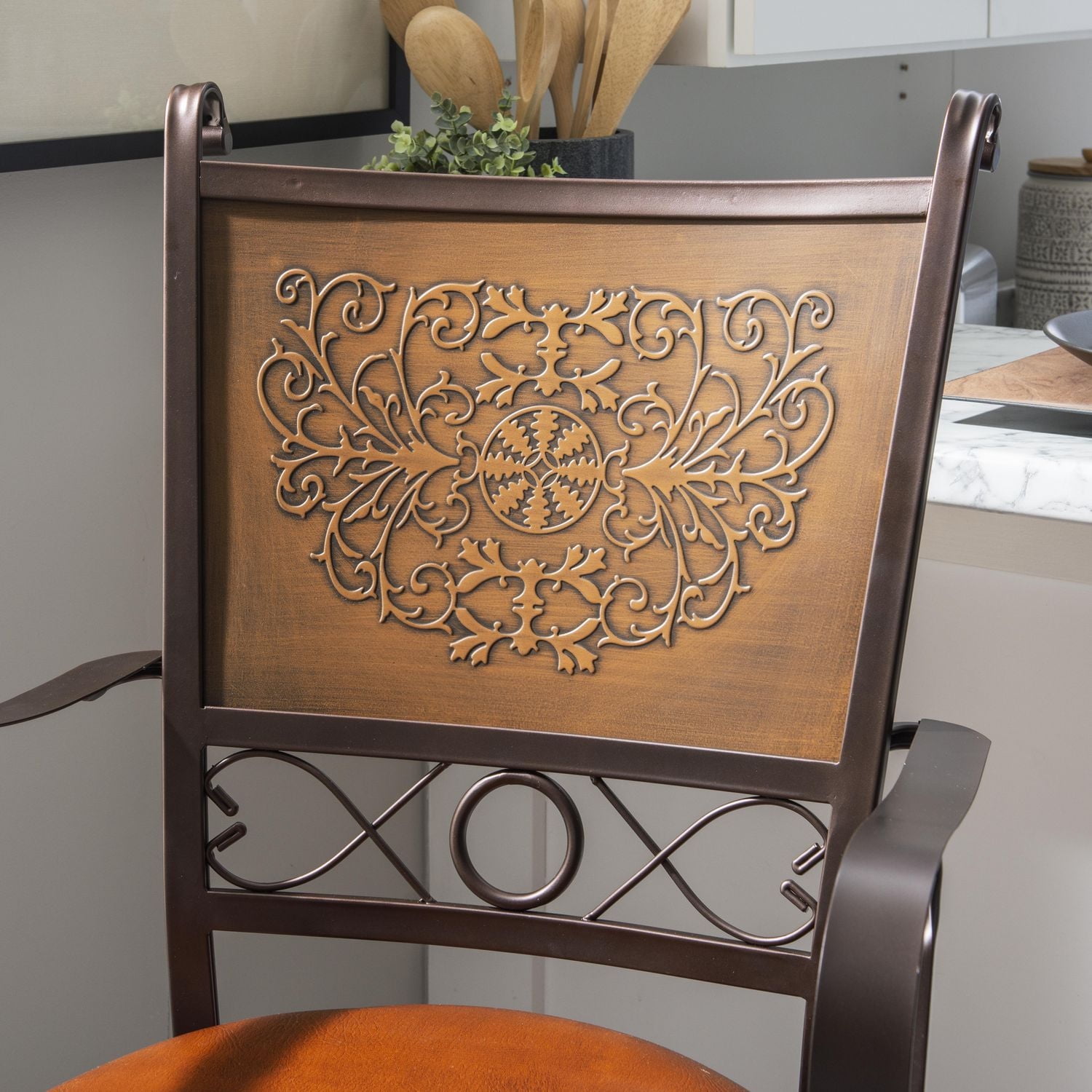 Reed Barstool with Arms, Bronze