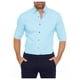 thumbnail image 1 of Blusa y camisa de manga larga con cuello vuelto para hombre, blusa informal de moda con cuello vuelto, manga larga, cremallera, botones de lino, blusa de algodón para hombre, 1 of 6