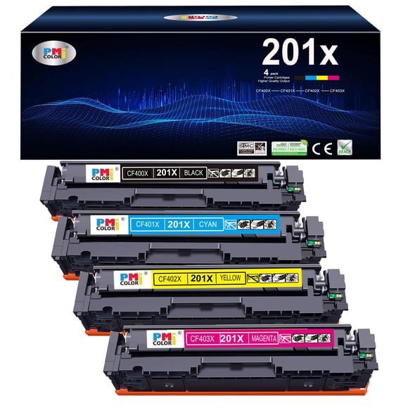 Paquete de 4 cartuchos de tóner de repuesto para HP 201A 201X