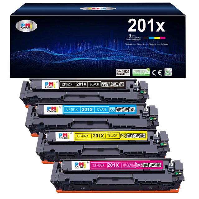 Paquete de 4 cartuchos de tóner de repuesto para HP 201A 201X