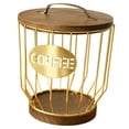 thumbnail image 2 of twisto Coffee Capsule Holder Organizer Iron And Wood Multipurpose Coffee Capsule Holder Container with Lid for Snacks Capsules Small Items Suitable for Kitch Gold, 2 of 8