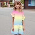thumbnail image 4 of Grblisyd Girls Summer Outfit Gradient Ruffle Sleeve Top and Drawstring Elastic Waist Shorts Clothing Set Lightweight Casual Two Piece, 4 of 4