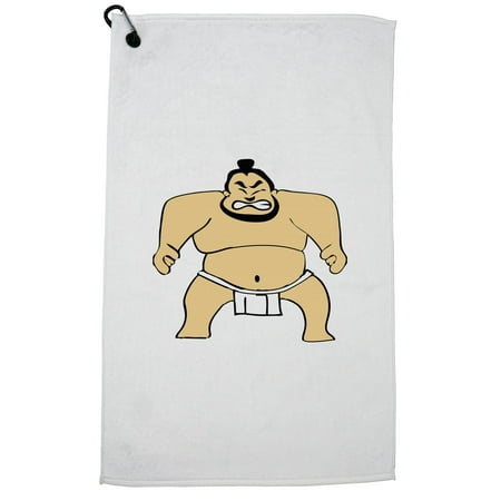 Jc Golf Accessories - Cartoon Japanese Sumo Wrestler - Awesome Graphic Golf Towel with Carabiner Clip
