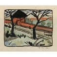 thumbnail image 3 of Otto Mueller 14x12 Black Modern Framed Museum Art Print Titled - Dorfstrasse - Train Station in Schmiedeberg (Giant Mountains) (1919), 3 of 5