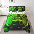 thumbnail image 3 of Green Yellow Gaming Comforter Set 7 Piece Bed in a Bag Twin,Gamer Bedding Sets Neon Lights Abstract Geometry Sheet Set with Comforter Gamer Room Decor, 3 of 5