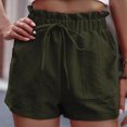 thumbnail image 2 of Kmdttou High-Waisted Yoga Shorts Summer New Solid Color Wood Ear Waist Pocket Casual on Clearance,Army Green L, 2 of 6