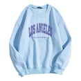 thumbnail image 2 of CUZIBR Womens Sweatshirt Letter Print Oversized Crew Neck Sweatshirts Fashion Long-Sleeve Pullover Tops Basic Layering Fall Winter Clothes,Blue, 2 of 4
