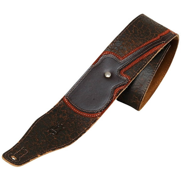 Levy's M17GRD-DBR 2.5" Leather Guitar/Bass Strap w/ Guitar/Bass- Dark Brown