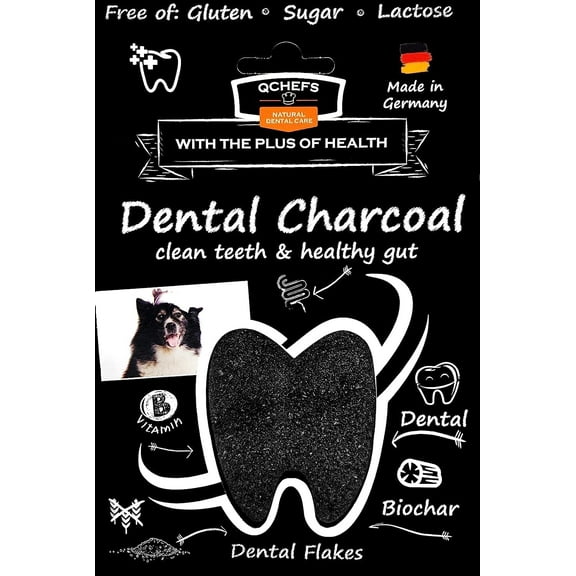 QCHEFS Dental Charcoal for Dogs – One Month Supply* - Food Topper - After Meal Licking Treat, Oral Health Snack with Amino Acids.