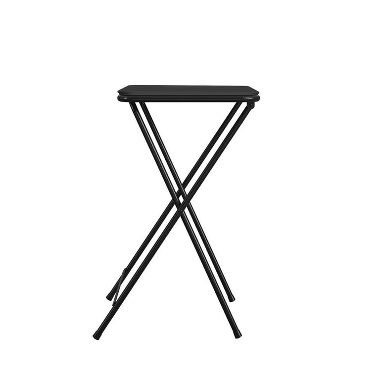 COSCO 5 Piece Foldable Vinyl Top TV Tray Set Black with Storage Rack for Snacks and Eating Walmart