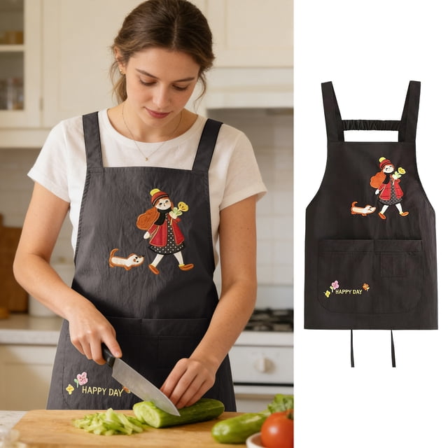 Lunxisen 4 Pcs Waterproof Kitchen Apron for Adults Cooking Stain Resistant Chef Smock Workwear Home Dining Prep