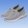 thumbnail image 2 of Floleo Women's Slip-On Hollow Knit Mesh Walking Shoes, Round Toe Cushioned Curved Midsole Footwear, Six Solid Tone Non-Slip Breathable Daily Casual Loafers(Gray,7), 2 of 6