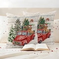 thumbnail image 3 of Christmas Outdoor Waterproof Pillow Covers, Red Truck Gnomes Tree Snowflake Vintage Decorative Square Throw Pillowcase Sofa Cushion Sham for Patio/Couch/Chair, 24"x24" 2 Pack, 3 of 8