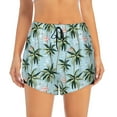 thumbnail image 2 of Sigee Flamingos And Palms for Women's Athletic Shorts High Waisted Running Shorts Pocket Sporty Short Gym Elastic Workout Shorts, 2 of 9
